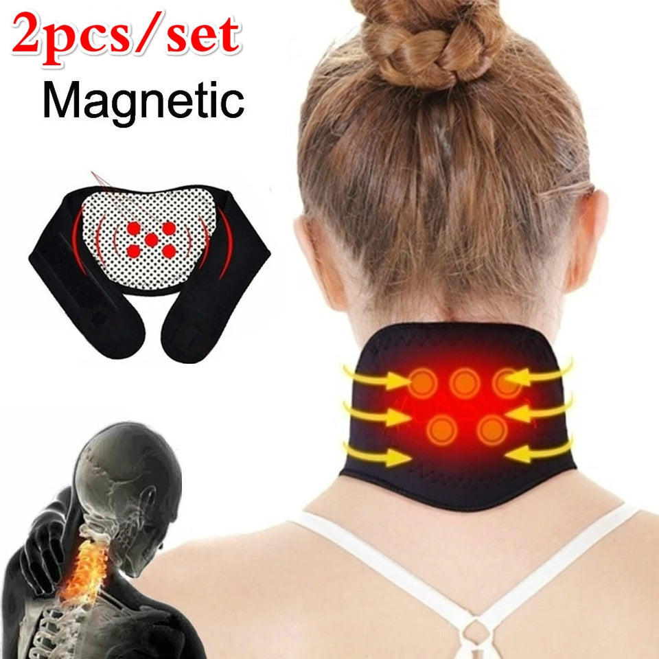 2Pcs Tourmaline Magnetic Therapy Neck/Back Heating Massager